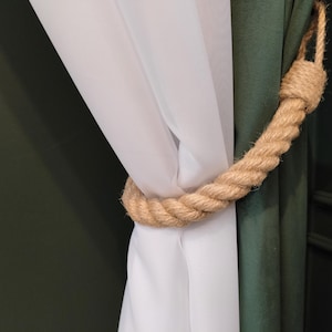 Chunky Curtain tie backs - Jute rope tie for curtains - Ecological home decoration, stylish interior accessory - curtain holdback