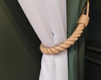 Chunky Jute Rope Curtain Tie Back: Handmade Eco Home Decor