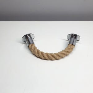 Handcrafted Drawer Pull .. Jute Rope Handle With Chrome Metal Hardware ...