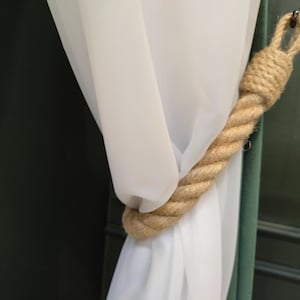 Tie for Curtains - Curtain Holdback - Jute Decor - Rustic Design Curtain tieback