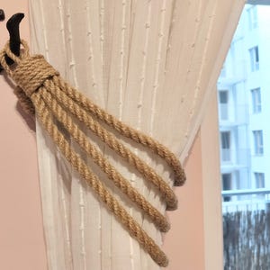 Curtain tieback - Jute rope tie for curtains - Home decor - Ecological home decoration, stylish interior accessory - curtain holdback
