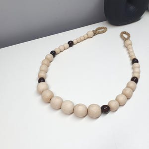 Wood Bead Curtain Tiebacks: Boho Jute Rope Drapery Holders