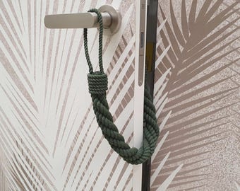 Dark Green Cotton Rope Door Stop: Nautical Boho Decor, 24-inch