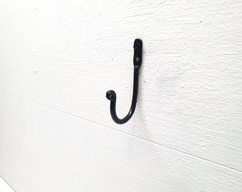 Wrought Iron Metal Wall Hook: Black Matte Finish, Versatile Home Decor