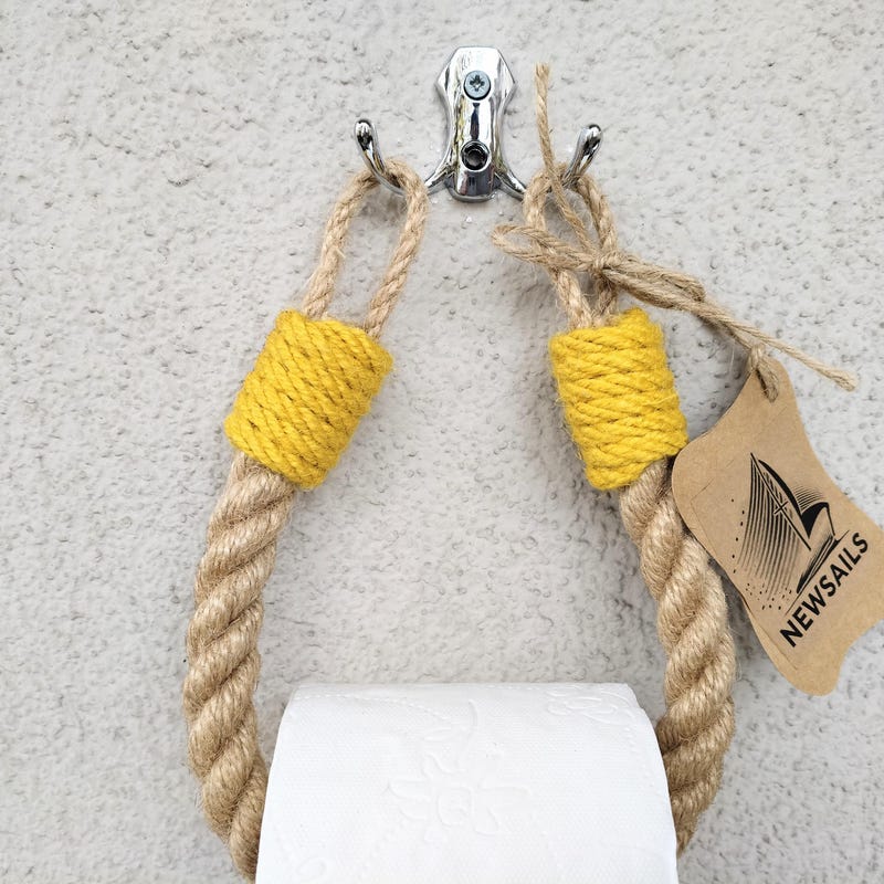Curtain Rack Nautical Rope Toilet Paper Holder With Anchor Hook - Beach Themed Bathroom Decor Bathroom Hooks For Towels - View #7