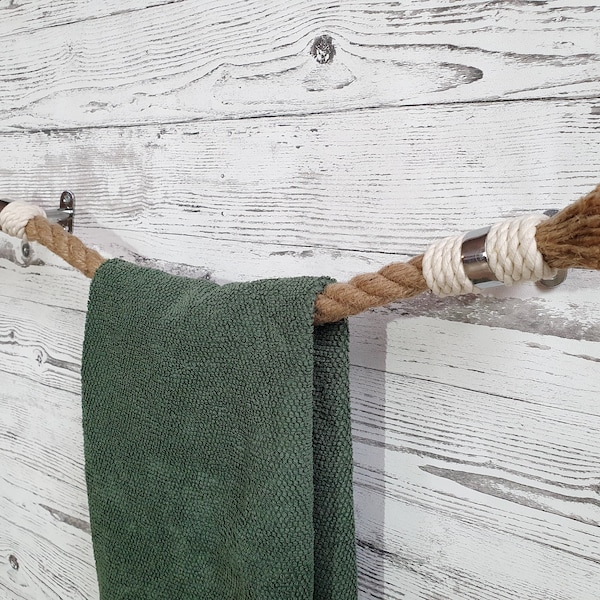 Jute Rope Towel Holder - Farmhouse - Towel Storage - Bathroom Decor - Rustic Holder - Toilet Paper Holder -  Towel rack