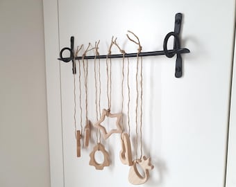 Hand Forged Iron Jewelry Rack, Rustic Necklace Organizer, Entryway Storage Holder