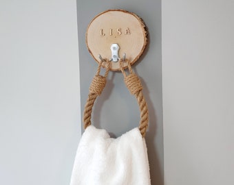 Personalized Towel Holder - Gift Birthday - Anniversary -  Your Custom Text - Kitchen or Bath Towel Holder - Holder With Your Name