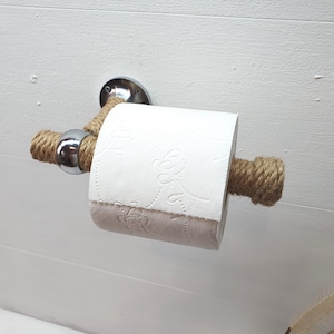 Rope toilet paper holder - natural jute roll holder, boho style bathroom