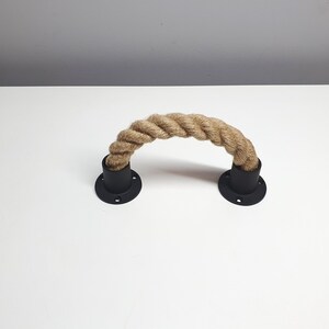 Rope Drawer Pull ..jute Rope Handle With Black Metal Hardware.. Modern ...