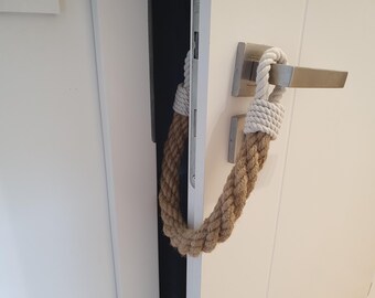 Jute Rope Door Stopper, Cotton Loops, Rustic Boho Farmhouse Decor