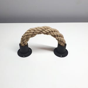 Rustic Rope Drawer Pull .. Handcrafted from Natural Jute Rope with Black Metal Hardware .. Unique Cabinet Handle