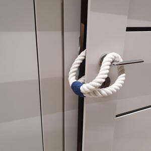 Chunky White Cotton Rope Door Stop: Nautical Knot Decor