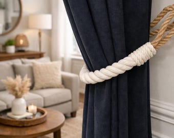 Thick White Cotton Rope Curtain Tieback: Shabby Chic Nautical Decor