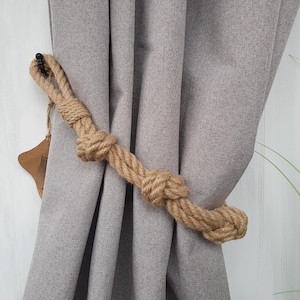 Jute Rope Curtain Tieback with Five Knots – Handmade Rustic Boho Style..Curtain tiebacks..home decoration