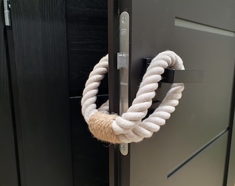 White Cotton Rope Door Stopper with Jute Accent