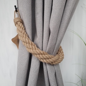 チャンキージュートロープカーテンタイバック：素朴な農家風装飾、1.77インチ