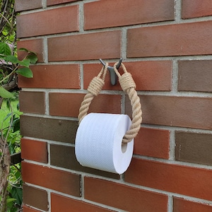 Toilet Paper Holder..Jute Rope and Metal Hook - Bull Head..Bathroom Accessories..