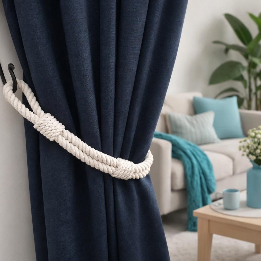 White Cotton Rope Curtain Tieback, Modern Boho Holder, Nautical ...
