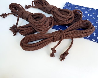 Shibari Rope – Brown Cotton - Soft Bondage Cord, Japanese Rope Art - 4 skeins of 25ft (7.5 meters)