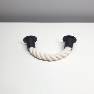Rope Drawer Pull ..white Rope Handle With Black Metal Hardware.. Modern ...