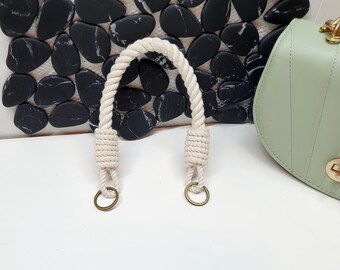 Handtashandvat van wit katoenen touw met metalen ringen – minimalistische en duurzame handtasriem