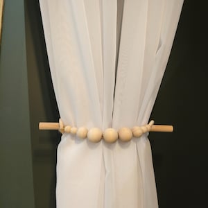 Wooden Bead Curtain Tieback: Handmade Jute Rope Curtain Holdback