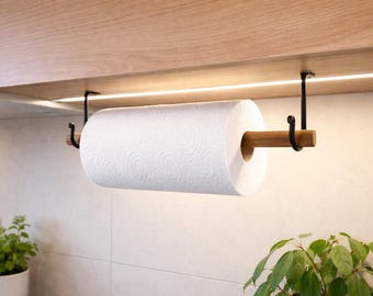 Handcrafted Under-Cabinet Paper Towel Holder with Wooden Rod