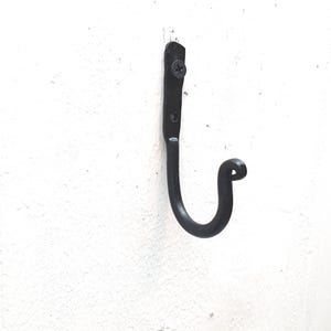 Hand-Forged Wrought Iron Hook: Heavy-Duty Rustic Wall Decor