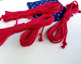 Red Jute Shibari Rope - Natural Bondage Cord, 25 ft