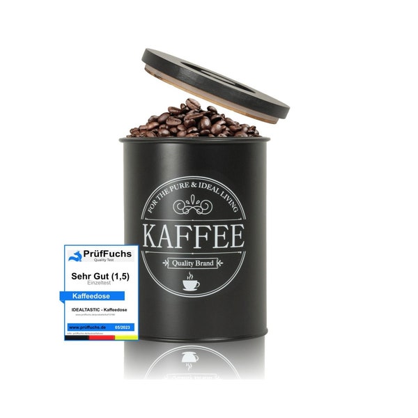 IDEALTASTIC® Premium Kaffeedose luftdicht [500g] für anhaltendes Kaffeearoma I Robuste Kaffeedose für Kaffee mit zeitsparendem Bambus-Deckel