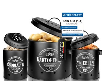 IDEALTASTIC Premium Potato Storage Box [3 Pieces] Versatile Potato Pot Set I For Garlic, Onion & Potato Storage