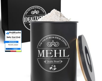 IDEALTASTIC® Premium flour storage black, airtight flour container 500g for the kitchen I Robust flour container with time-saving lid