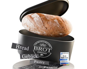 IDEALTASTIC® Premium 2-in-1 bread box black with efficient cutting board lid I Bread box that keeps food fresher for longer