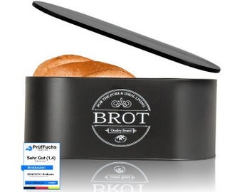 IDEALTASTIC® Premium 2-in-1 bread bin black with efficient cutting board lid I bread box that stays fresh for longer