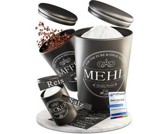 Premium coffee tin sugar bowl & flour storage storage jar set [3 pieces each 500g] airtight for more freshness I coffee storage