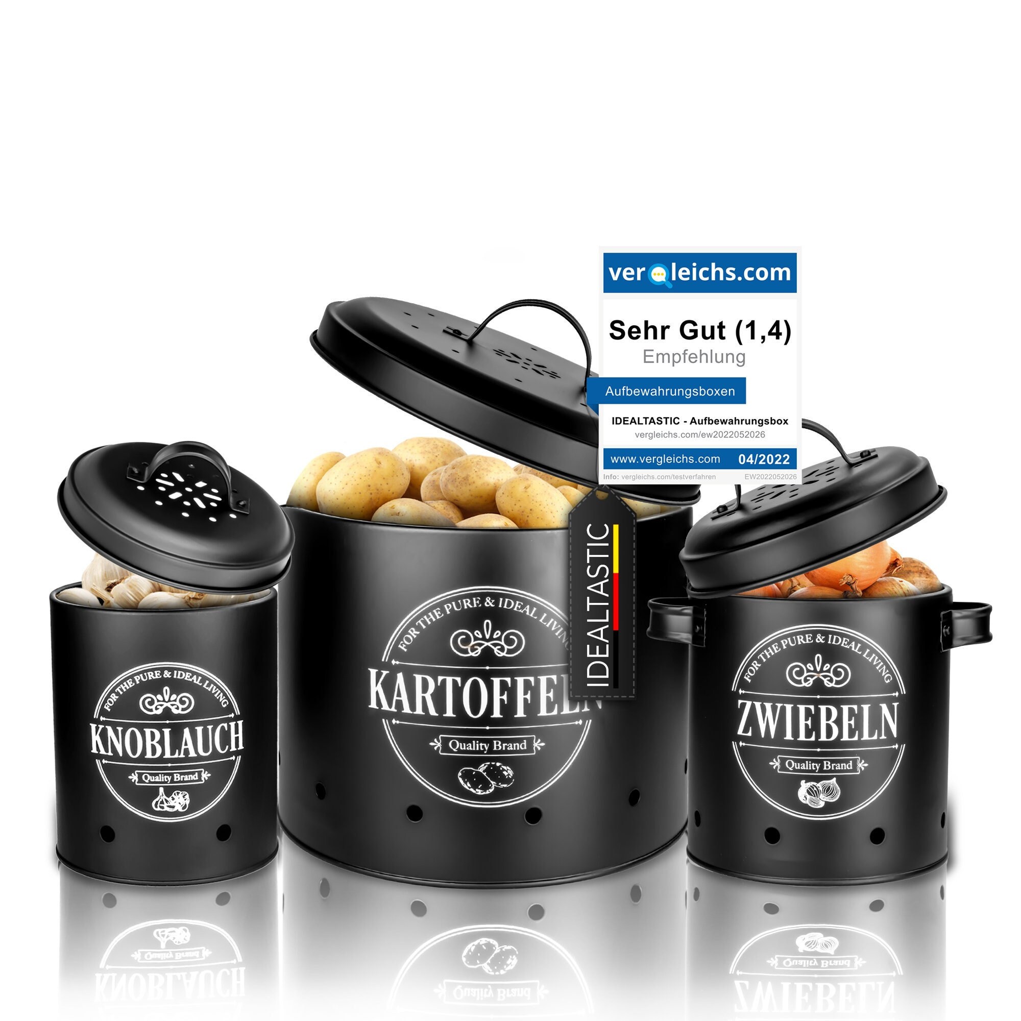 Potato And Onion Storage With Garlic Holder Set Of Containers Farmhouse