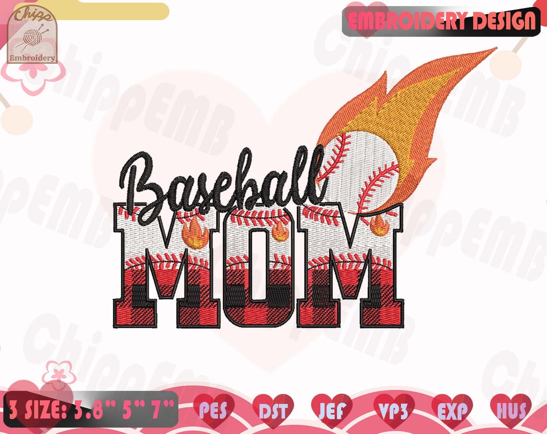 Baseball Mom Embroidery Design Sports Mom Embroidery Design Etsy