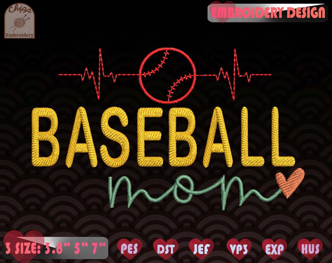Baseball Mom Embroidery Design Sports Mom Embroidery Sports Etsy