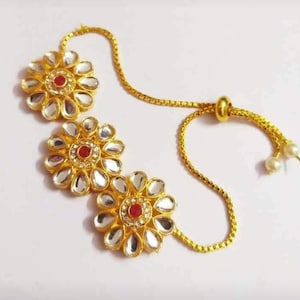Buy 1 Get 1 Free Kundan Bracelet/ Premium Quality Kundan Bracelet/ Kundan Three Piece Bracelet/ Fine Quality Bracelet/ Indian Jewelry