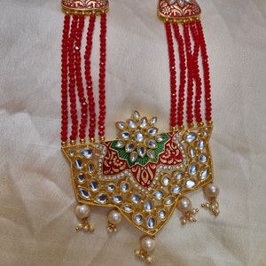Kundan Necklace /Long Kundan Necklace/ Indian jewelry / Kundan layered necklace /Red Color Jewelry / Indian Jewelry / Sabyasachi jewelry