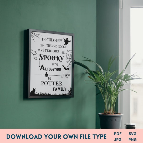 They're Creepy, Kooky, Mysterious, Spooky, Ooky, Halloween Family Customisable Digital Download, Template for png, pdf, svg & jpg