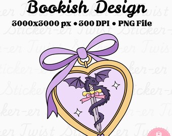 Romantik Locket PNG | Fantasy Romantik Sticker | Bücherwurm Aufkleber | Niedlicher Reader Aufkleber für BookTok & Fantasy Liebhaber
