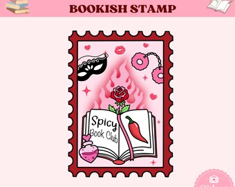 Spicy Book Club Stamp, Spicy Book PNG, Printable, PNG file for sublimation, stickers, digital download, bookish trope romance
