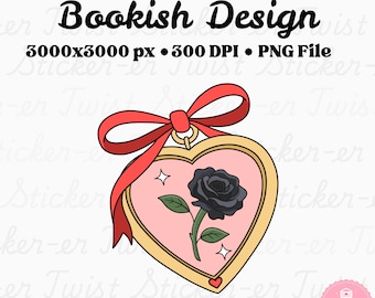 Dark Romance Locket PNG | Dark Romance Reader Ästhetik | BookTok Bücherwurm Clipart | Bösewicht Romanze PNG | Reader im gotischen Design