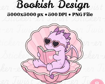 Sommer-Drachen-Lesung PNG, Strand-Drachen-Lesung Clipart, Strand-Muschel, Buchliebhaber PNG, Strand-Leser-Aufkleber Design, Bücherwurm