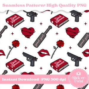 Dark Romance Seamless Pattern, Bookish Seamless Pattern, Dark Romance PNG, Bookish Sublimation DTF Digital Download Pattern