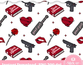 Dark Romance Seamless Pattern, Bookish Seamless Pattern, Dark Romance PNG, Bookish Sublimation DTF Digital Download Pattern