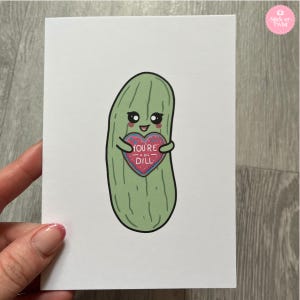 Eres un gran eneldo, tarjeta de amor de pepinillos, linda tarjeta de aniversario de estilo kawaii, tarjeta de aniversario, tarjeta del día de San Valentín, tarjeta de cumpleaños de amor