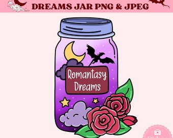 Sonhos de Romantasy, Fairy Jar Romance PNG, Download de livros de fantasia e romance, Adesivos de Romantasy digitais, Marcadores, Camiseta, Download digital